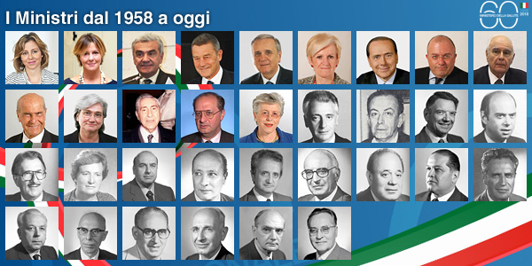 foto dei Ministri da '58 a oggi