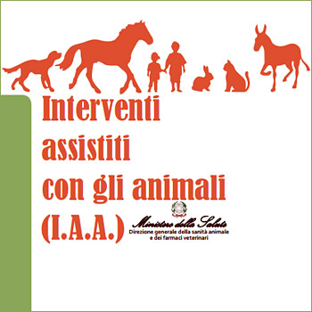 immagine di animali con la scritta Interventi assistiti con gli animali I.A.A