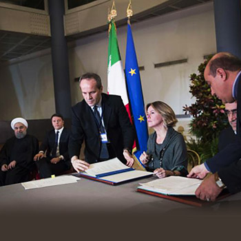 Firma del Memorandum d’intesa Italia - Iran, in Campidoglio, alla presenza del Presidente Renzi e del Presidente dell’Iran Hassan Rouhani