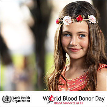 immagine della campagna del World Health Organization -  World Blood Donor Day 2016: Blood connects us all