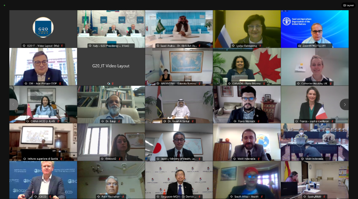 Immagine riunione G20 in videoconferenza