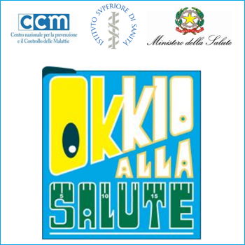 immagine del logo Okkio alla salute con i loghi di CCM ISS e Ministero della Salute