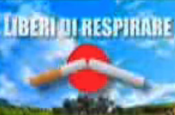 Manifesto con lo slogan 'liberi di respirare' e la foto della sigaretta spezzata
