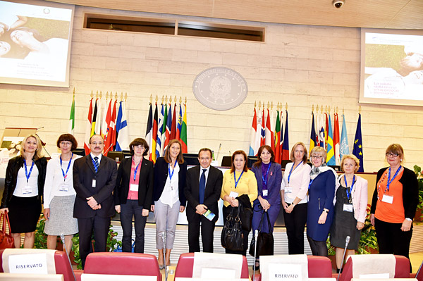 Giuseppe Ruocco and Serena Battilomo with some delegates at the end of the Conference