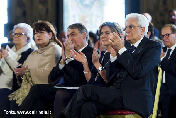 Il Presidente Sergio Mattarella con a fianco il Ministro della Salute Beatrice Lorenzin nel corso della celebrazione della X Giornata delle malattie rare