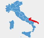 Immagine raffigurante una mappa dell'Italia con la regione Puglia evidenziata in rosso
