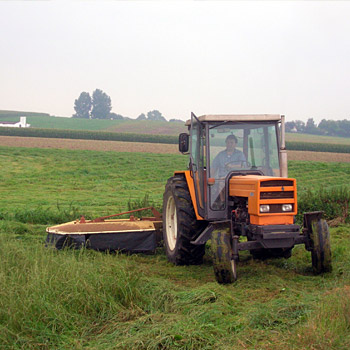 immagine di un campo coltivato con trattore