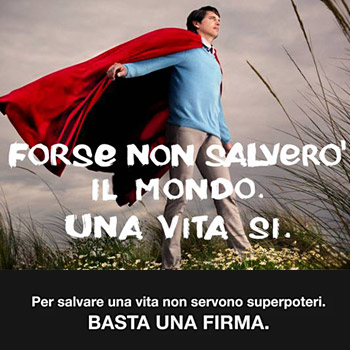 immagine con superman e lo slogan della Campagna 2014