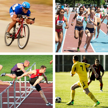 immagine di varie tipologie di atleti durante gare sportive