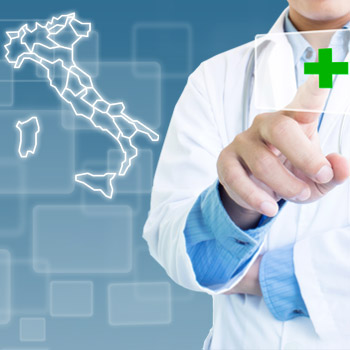 immagine di una cartina dell'Italia con un medico