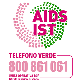 immagine del logo dell'iniziativa: AIDS IST telefono verde 800 861 061 Unità operativa RCF Istituto Superiore di Sanità