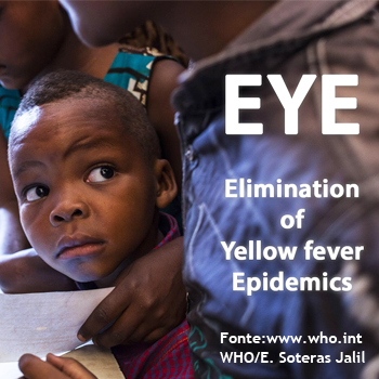 immagine tratta dal sito del WHO raffigurante un bambino e la scritta Eye elimination of yellow fever epidemics