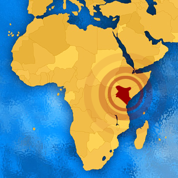 immagine della cartina dell'Africa con un'evidenziazione sul Kenya