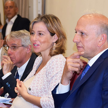 Da destra i Ministri dell’Istruzione, Università e Ricerca, Marco Bussetti e della Salute, Giulia Grillo, il prof. Vittorio Demicheli