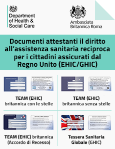 
      Documenti attestanti il diritto all’assistenza sanitaria reciproca per i cittadini assicurati dal Regno Unito (EHIC/GHIC)
   
