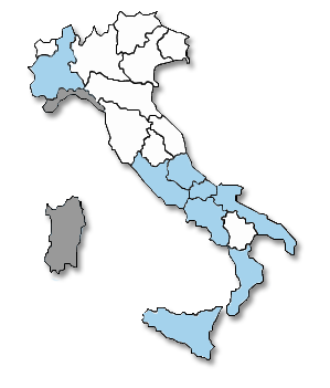 Cartina dell'Italia dei Piani di rientro