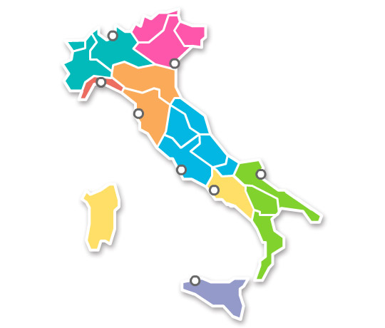 Cartina Italia degli uffici USMAF - SASN
