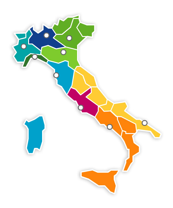 Cartina Italia degli uffici UVAC - PCF